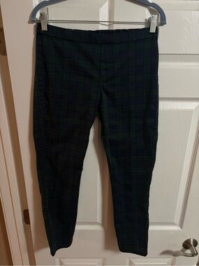 Uniqlo plaid leggings pants elastic waist stretch cotton academia women's L